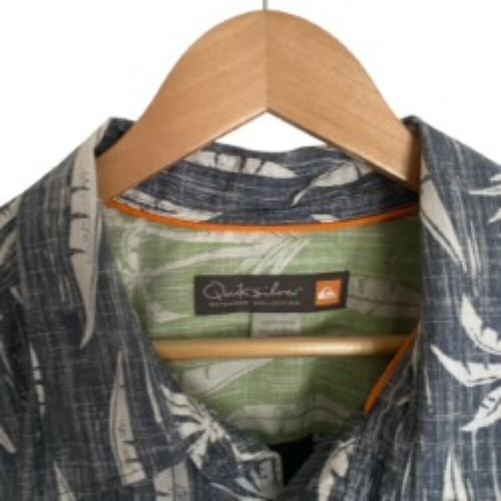 Quicksilver Waterman Palm Tree Print Button Down … - image 3